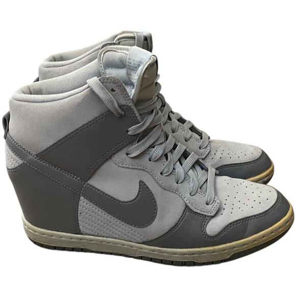 2013 Nike Dunk High Womens Gray Size US 8 Lace Up Athletic Wedge 52899-005 - Picture 1 of 12